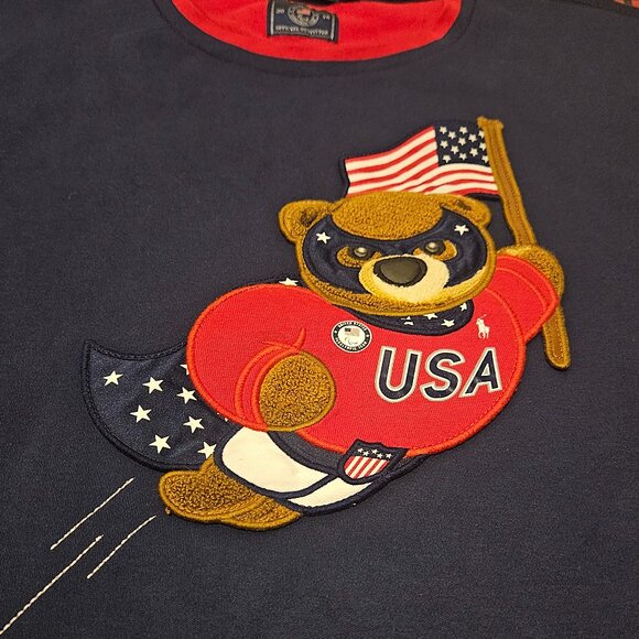 Super Rare Ralph Lauren Olympic Polo Bear 2018 Sweatshirt SZ XL Men’s - Picture 6 of 12